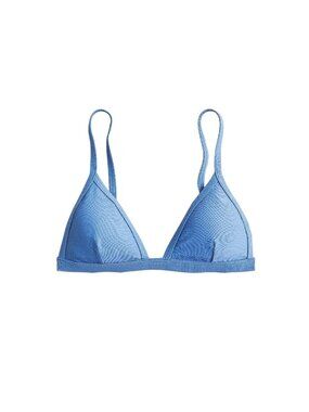 J Crew Ribbed Triangle Bikini Top Removable Padding Blue 3X